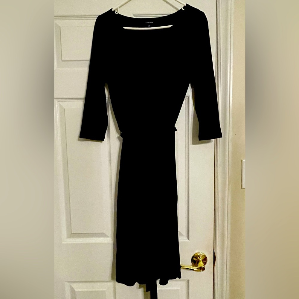 Dressy knit, a line Lands’ End black dress.